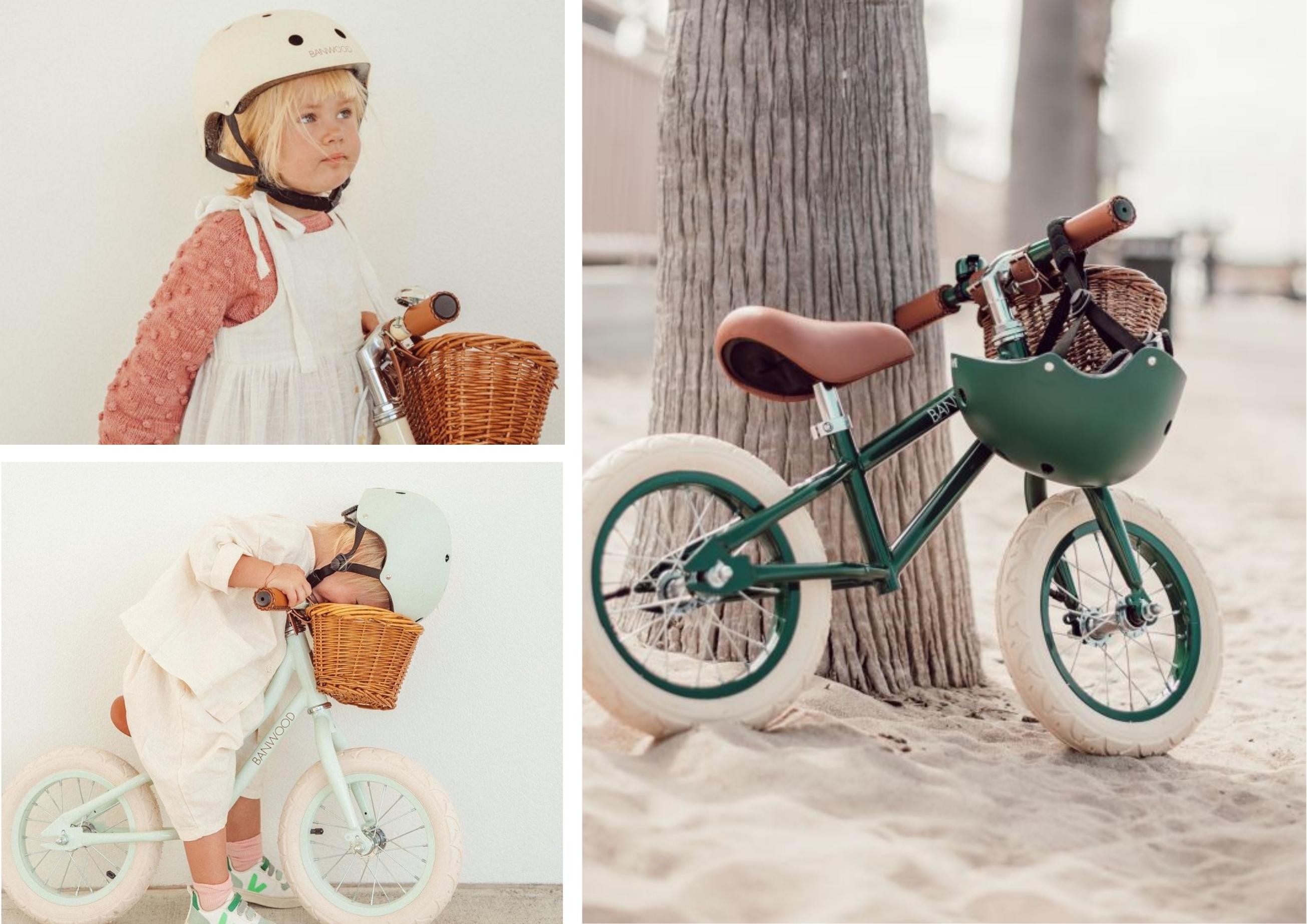 Enfant casque vélo et vélo vintage